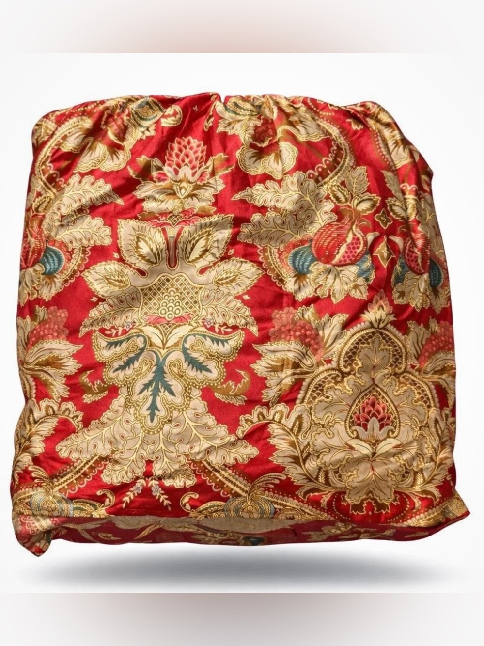 Ralph Lauren Jardiniere Queen Bed Skirt Dust Ruffle Red Gold 100% Cotton